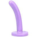 Tantus Silk Small Dildo Lavender showcasing a gentle curve and silky finish for first-time explorers.