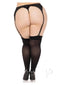 Lace Top Opaque Thigh High 1x-2x Blk-2