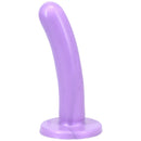 Tantus Silk Medium Dildo Lavender, a smooth silicone toy designed for comfortable first-time exploration.