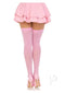 Leg Avenue Nylon Over the Knee OS Pink stockings worn with a pink skirt and high heels, showcasing elegance and style.