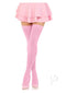 Leg Avenue Nylon Over the Knee OS Pink stockings with a pink skirt, showcasing elegant thigh-high style.