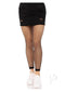 Leg Avenue Industrial Net Footless Tights in black, paired with a black skirt and white sneakers, showcasing a stylish look.