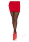Leg Avenue Spandex Sheer Polka Dot Cherry Tights OS Black worn with a red skirt and high heels, showcasing playful cherry pattern.