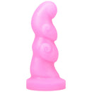 Tantus Hookah Textured Dildo Bubble Gum in pink with spiraling design for immersive pleasure.