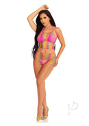 Leg Avenue Twist Net Tank Top and Boy Shorts Ombre Rainbow with bold rainbow colors and a trendy design.