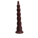 Tantus Cowboy 15 Inch Firm Beaded Dildo Garnet with distinct graduated beads for intense pleasure.