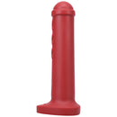 Tantus Amsterdam Junior 10.5 Inch Silicone Dildo Ruby in a bold ruby color with a sculptural shape.