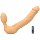 Tantus Real Strapless Vibrating Strap-on Dildo Honey with removable bullet for enhanced pleasure.