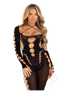 Seamless Opaque Cut Footless Body Os Blk-0