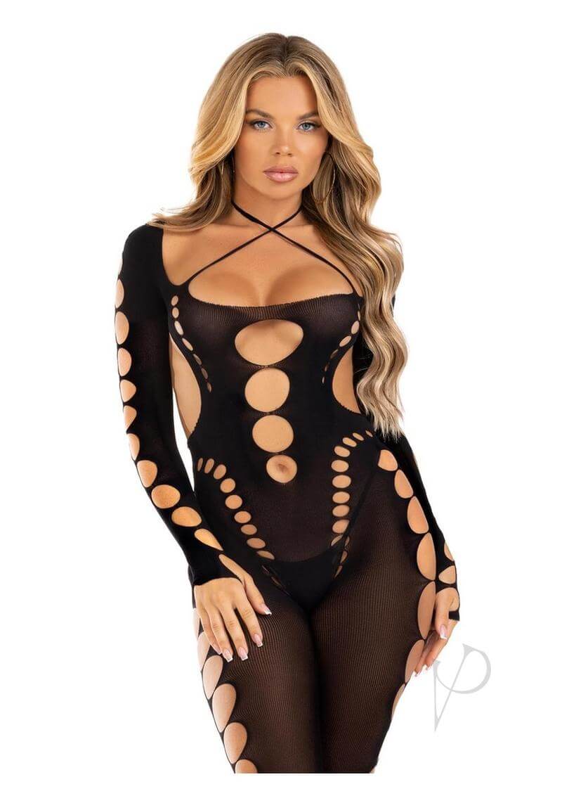 Seamless Opaque Cut Footless Body Os Blk-0