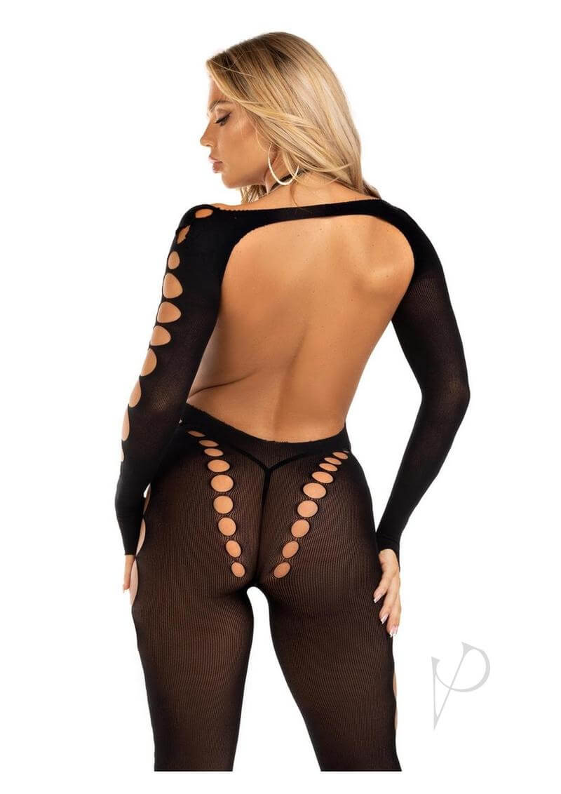 Seamless Opaque Cut Footless Body Os Blk-2
