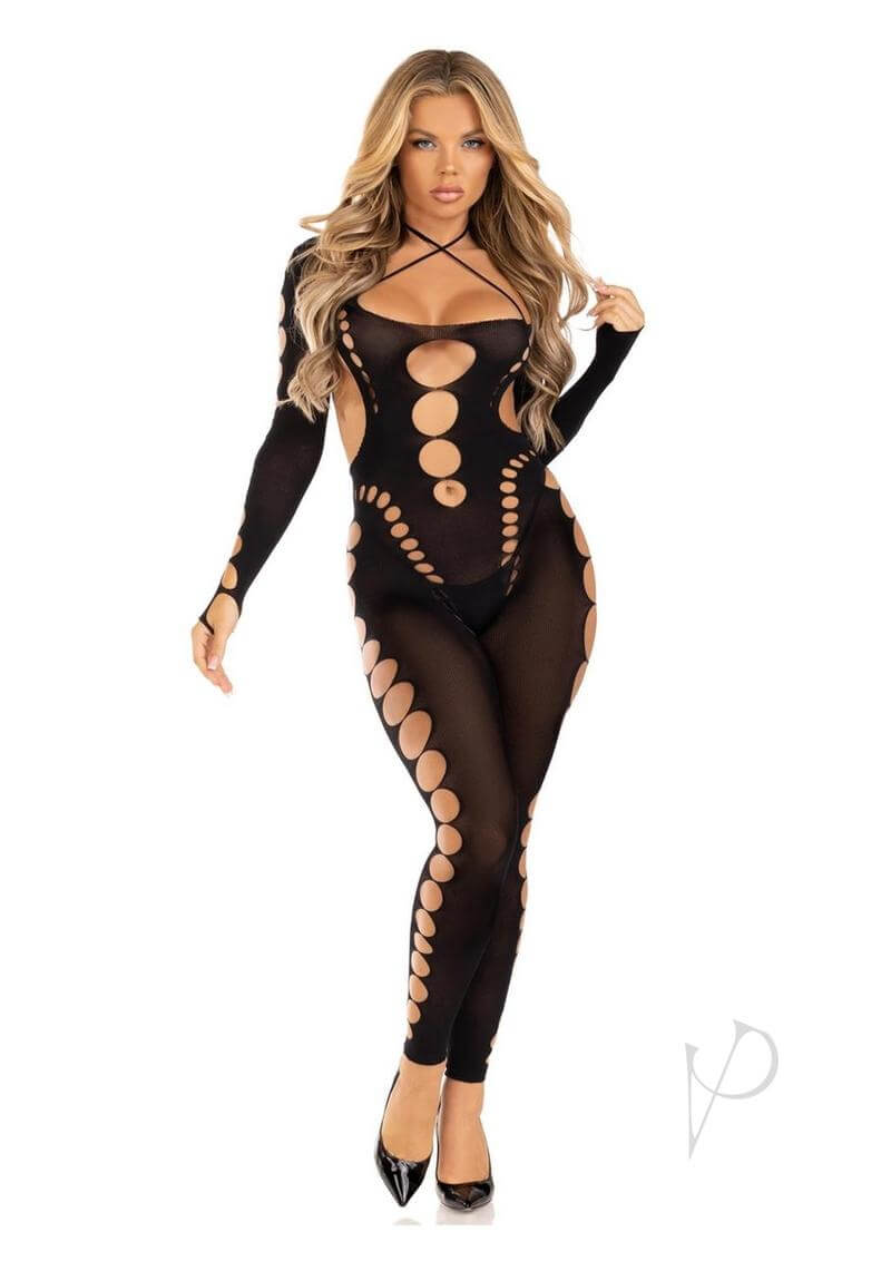 Seamless Opaque Cut Footless Body Os Blk-3