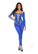 Leg Avenue Cut-Out Footless Bodystocking Royal Blue - Image 4