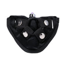 Tantus Bend Over Intermediate Strap-on Harness Kit Onyx black velvet harness with O-rings and bullet vibrator.