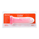 Tantus Cush O2 Dual Density G-spot Dildo Rose Quartz packaging showcasing its elegant design and features.