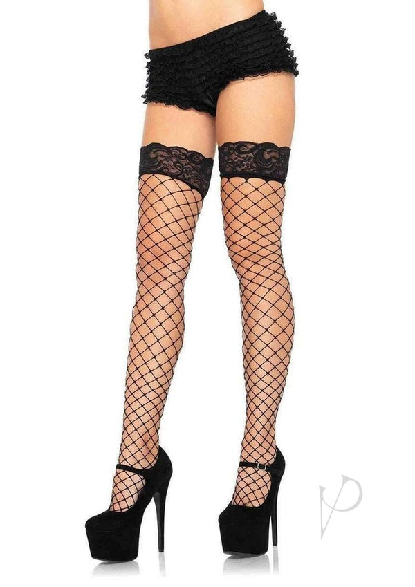 Fence Net Stocking Lace Top Os Blk-0