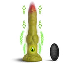 Creature Cocks Eyegor Thrusting & Vibrating Silicone Dildo Green with thrusting motion and illuminated eye.