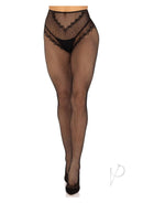 Leg Avenue French Cut Crotchless Fishnet Tights Black worn with heels showing a bold, flirtatious design.