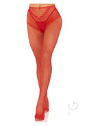 Leg Avenue French Cut Crotchless Fishnet Tights Red showcasing the bold and flirtatious design in vivid red.