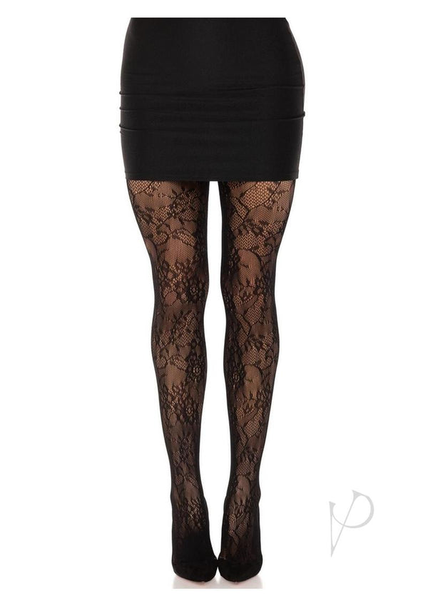 Garden Rose Lace Tights Os Blk-0