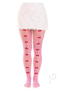 Leg Avenue Sweetheart Striped Net Tights OS Pink featuring playful design with a white skirt.