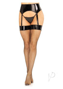 Leg Avenue Vinyl Garter Belt Stockings & G-String Set Black - Image 4