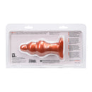Tantus Severin Medium Super Soft Anal Plug Copper in packaging, showcasing two-tier design for safe anal training.