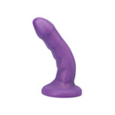 Tantus Curve Super Soft G-spot Dildo Amethyst showcasing the gentle curve and ridged design for targeted stimulation.
