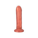 Tantus Vamp Super Soft Dildo Copper in a sleek design, highlighting its realistic texture and warm copper finish.