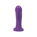 Tantus Adam Super Soft Semi-realistic Dildo Amethyst showcasing its plush, cushioned design and vibrant amethyst color.