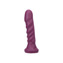 Tantus Echo Super Soft Dildo Currant in vibrant currant color with a twisted shaft for enhanced pleasure.