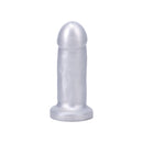 Tantus They/them Super Soft Dildo Silver, short silicone dildo designed for comfort in vaginal or anal play.