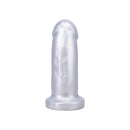 Tantus They/them Super Soft Dildo Silver with a smooth, polished surface for comfortable use.