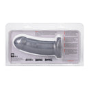 Tantus They/them Super Soft Dildo Silver packaging showcasing the compact, soft silicone design.