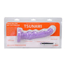 Tantus Tsunami Vibrating G-spot Dildo Lavender packaging showcasing the waterproof toy designed for G-spot stimulation.