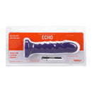 Tantus Echo Vibrating Dildo Amethyst packaged with removable waterproof bullet and ridged design for G-spot or prostate.