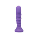Tantus Echo Vibrating Dildo Amethyst with ridged shaft and smooth finish.