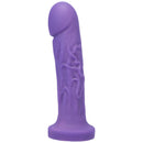 Tantus Goliath Vibrating Dildo Kit Amethyst in purple, featuring realistic ridges and a suction cup base.