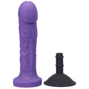 Tantus Goliath Vibrating Dildo Kit Amethyst featuring a purple dildo and a suction cup mount.