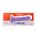 Tantus Goddess 6.25 Inch Vibrating Dildo Lavender packaging with removable bullet vibrator and sleek design.