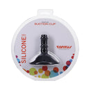 Tantus Suction Cup Attachment Onyx packaged with colorful design, featuring 100% silicone material for secure positioning.