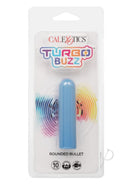 Turbo Buzz Rechargeable Rounded Bullet Blue in packaging showcasing its sleek design and features.