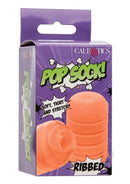 Pop Sock Ribbed Reversible Stroker Orange packaging featuring soft, tight and stretchy design.