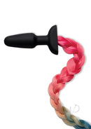Whipsmart Silicone Plug 3.75 Inch Rainbow Tail Multicolor with a vibrant braided tail.
