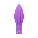 Tantus Juice 4 Inch Silicone Butt Plug Lilac featuring textured sides and tapered profile for easy insertion.