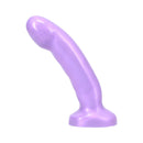 Tantus Acute 5 Inch Silicone Dildo Lavender in a side view, showcasing its gentle curve and smooth design.