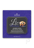 Lic-o-licious Oral Delight Cream Blueberry Muffin 6ml Packet packaging with blueberry muffin design by Sensuva