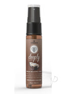 Deeply Love You Throat Relaxing Spray Chocolate Coconut 1 Oz in a spray bottle for throat relaxation and comfort.