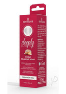 Deeply Love You Throat Relaxing Spray Cinnamon Roll 1 Oz packaging with cinnamon roll image and ingredients list.