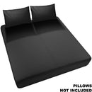 Kink Wet Works Fitted Waterproof Sheet King Black on a mattress with black pillows, showcasing a sleek design.